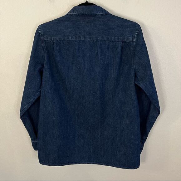 QUACKER FACTORY Womens Medium Blue Denim SEQUIN Blouse Shirt Button Front L/S - Picture 5 of 5
